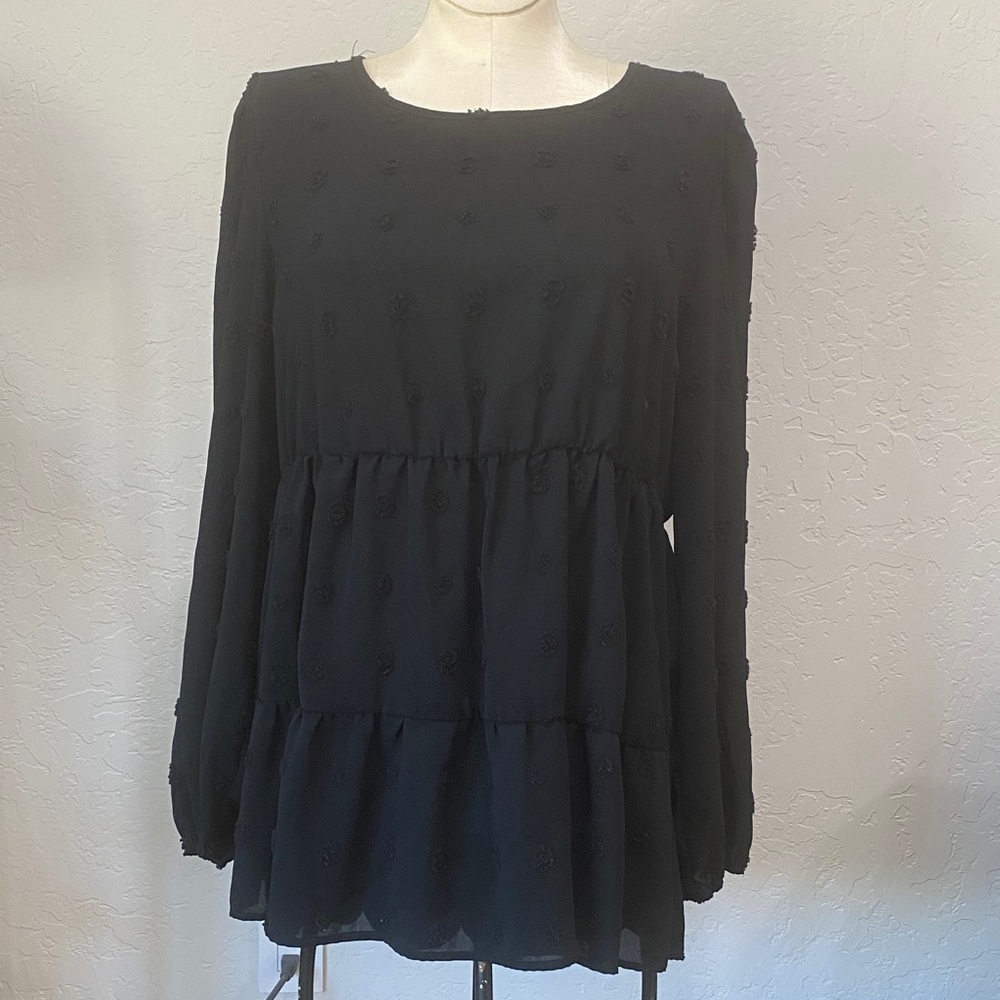 SHEIN Curve Black Long Sleeve Blouse 2XL